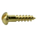 Midwest Fastener Wood Screw, #6, 5/8 in, Plain Brass Round Head Slotted Drive, 50 PK 61912